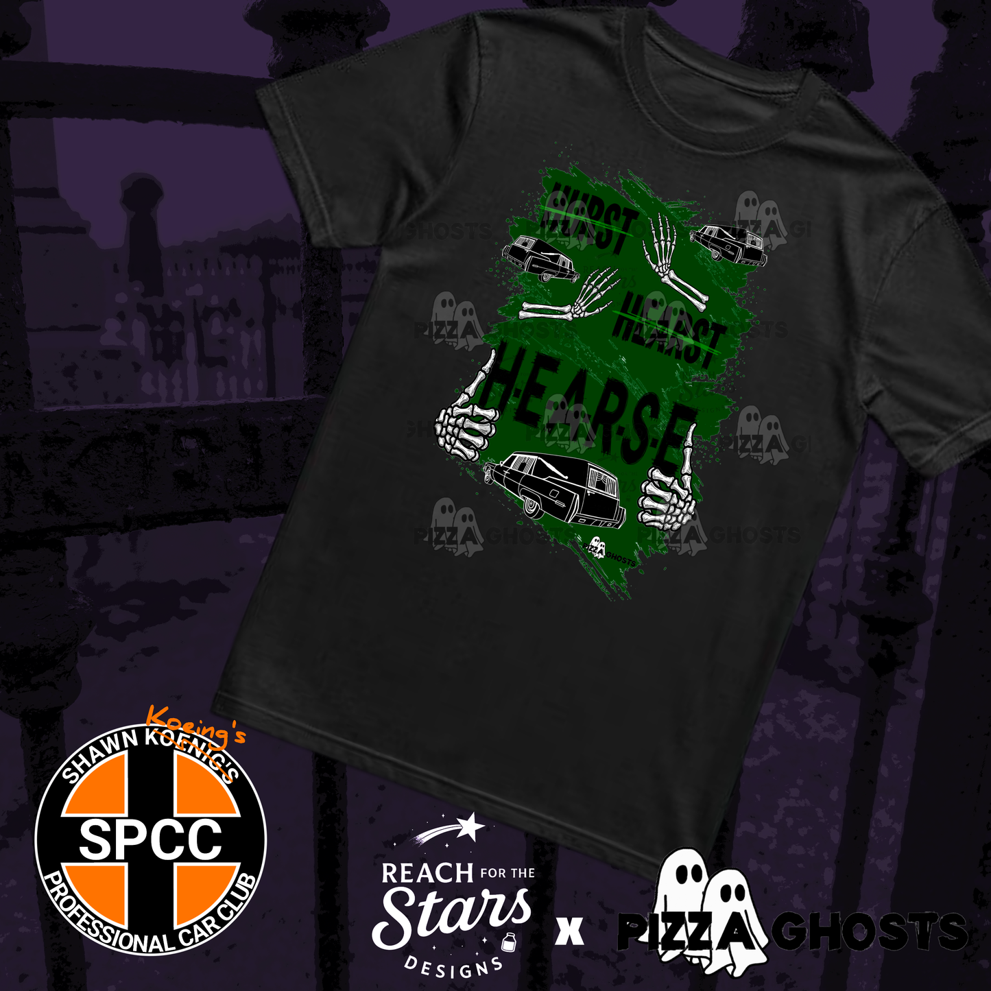 Hearse Tee| PizzaGhosts x Reach For The Stars x SPCC