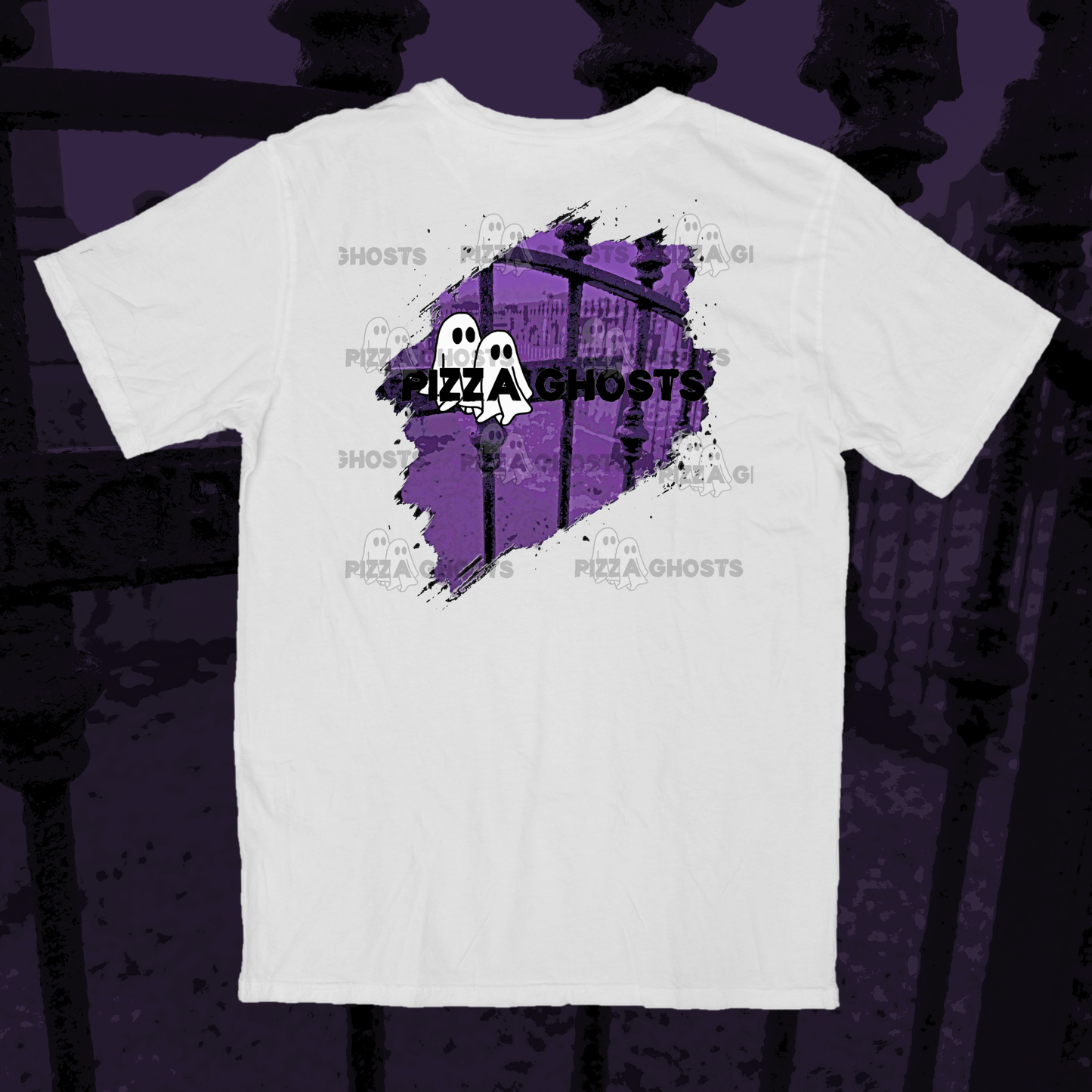 PizzaGhosts Cemetery Gates Graphic Tee